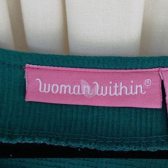 Woman Within Swing Dress 1X Gauzey Embroidered Teal - Picture 13 of 13